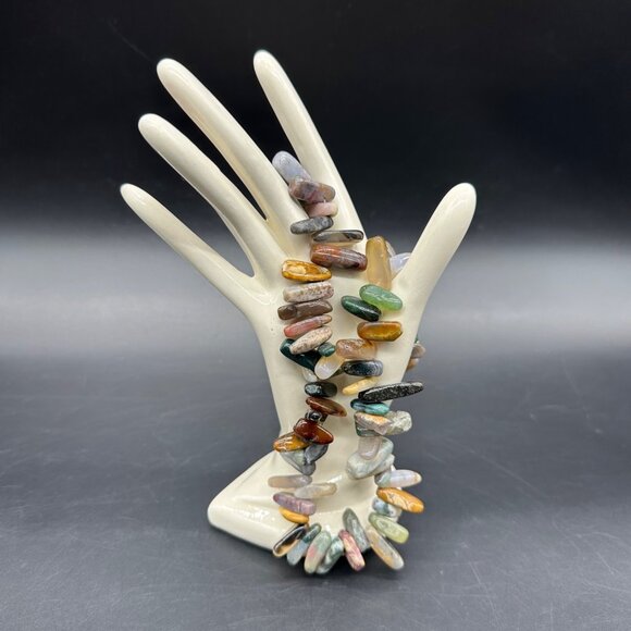 Natural Stone Beaded Necklace Adjustable Length Multi Color Southwestern Boho - Picture 2 of 6